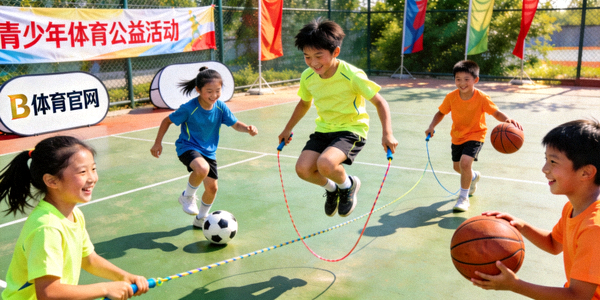 B体育官网参与组织的青少年体育公益活动场景，孩子们正在参与体育活动