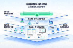 B体育官网安全技术架构示意图，展示正版通道的多层防护逻辑